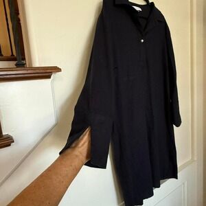 Black Preston & York linen dress with pearl button‎